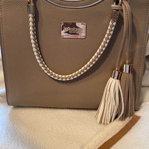 NWOT BEBE LOS ANGELES SATCHEL PEBBLED LEATHER - Picture 1 of 13